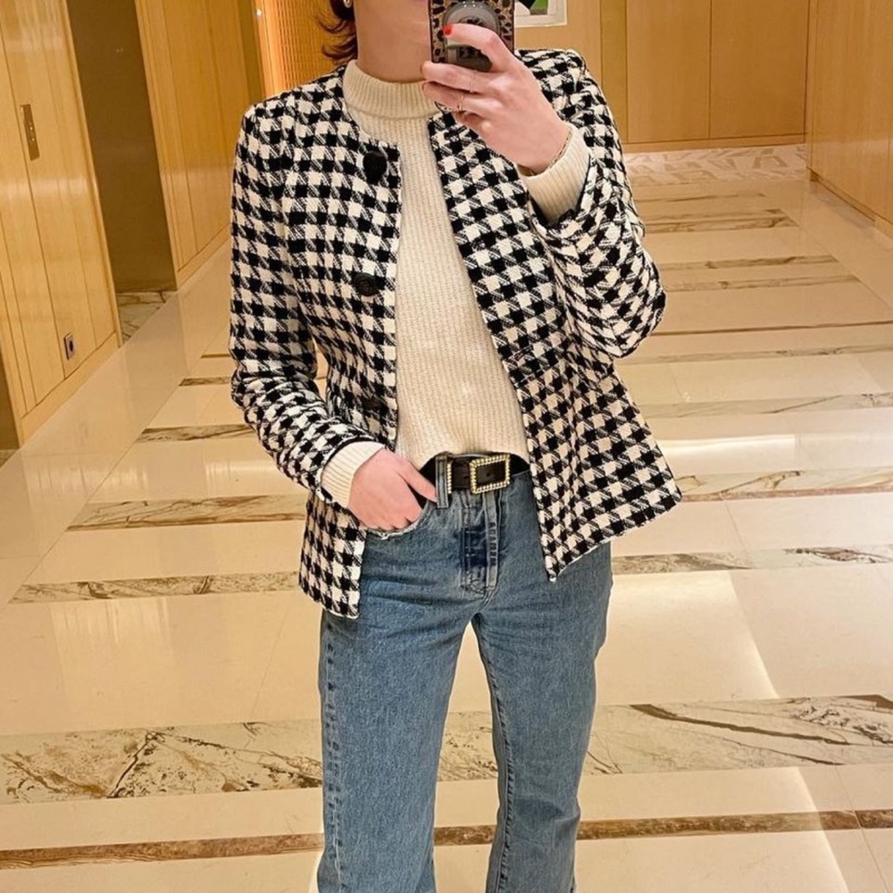 M & L🌸 ZARA | NWT HOUNDSTOOTHS TEXTURED Blazer BLOGGERS’S Favorite